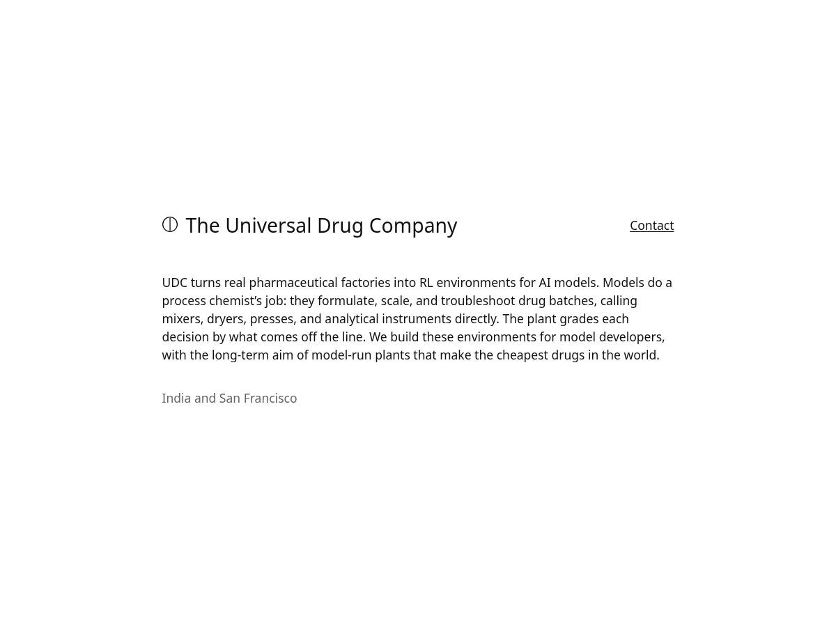 Landing-page snapshot of universaldrugcompany.com