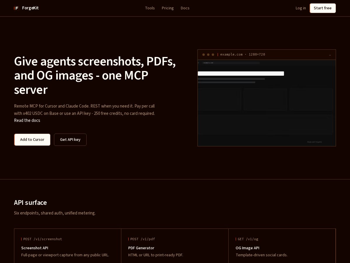 Landing-page snapshot of useforgekit.dev