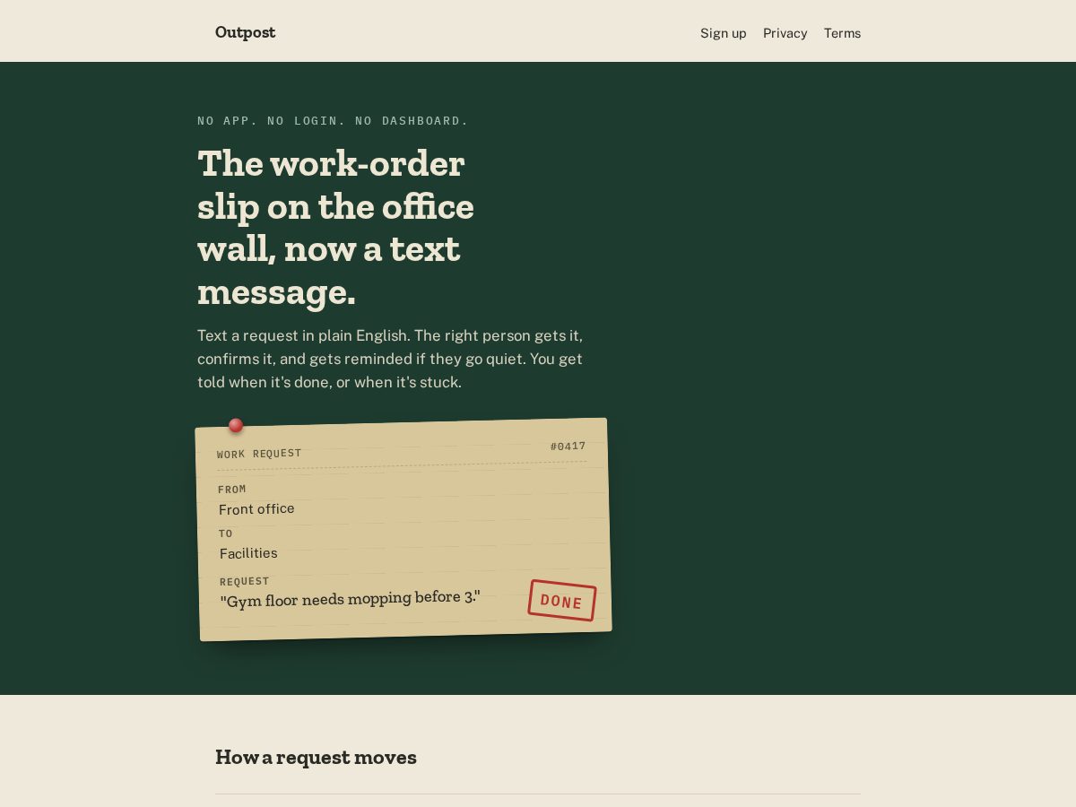 Landing-page snapshot of useoutpost.app