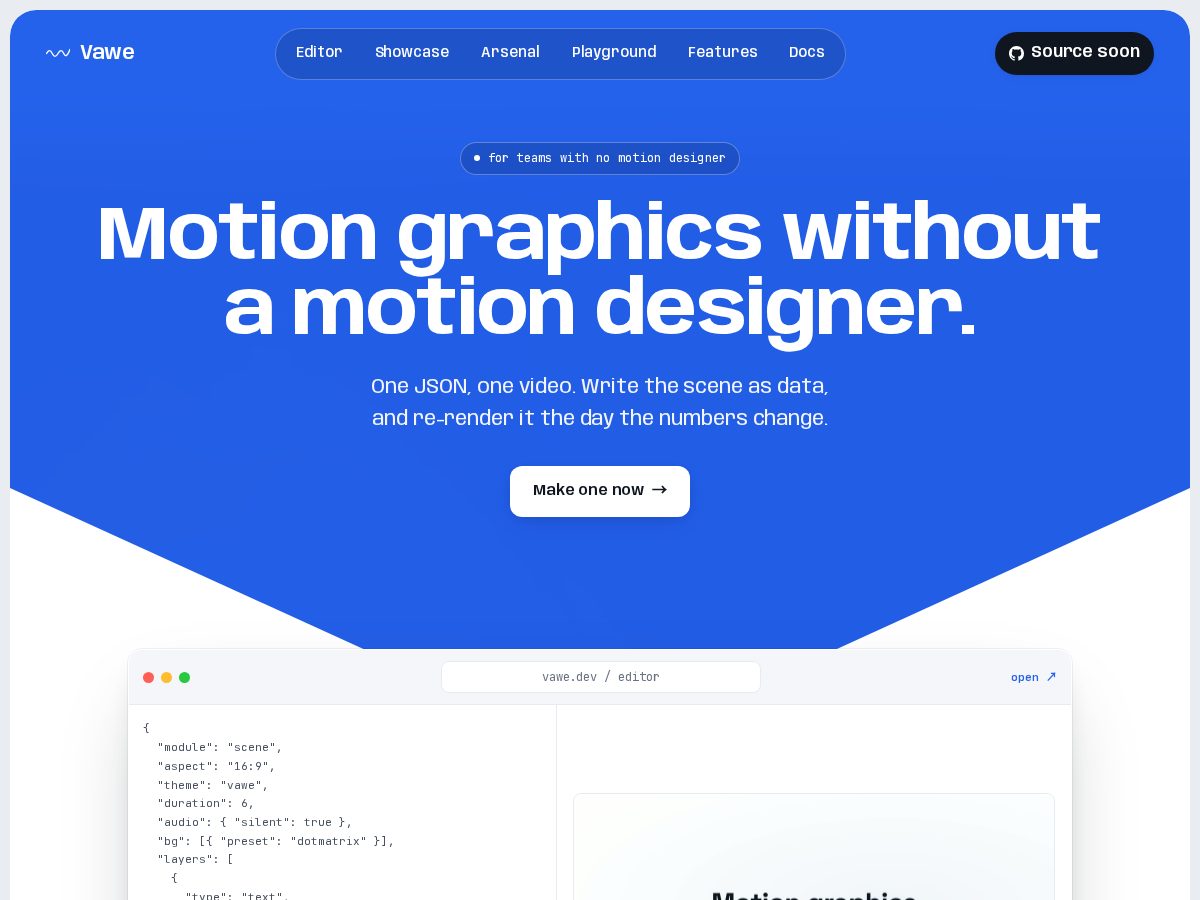 Landing-page snapshot of vawe.dev