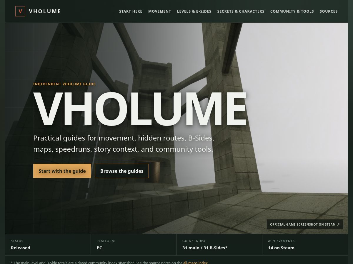 Landing-page snapshot of vholume.space