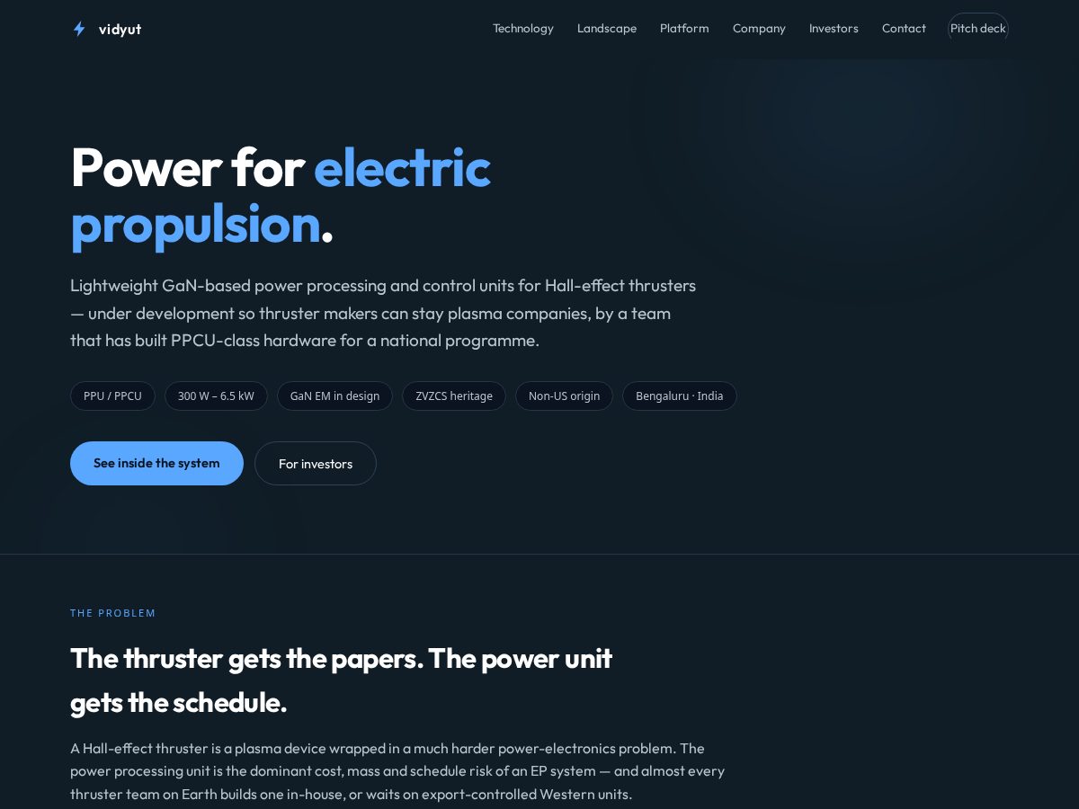Landing-page snapshot of vidyut.space