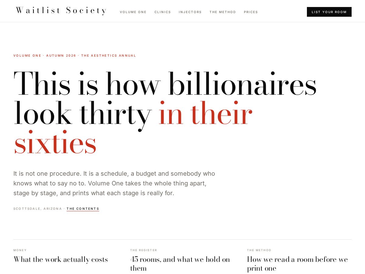 Landing-page snapshot of waitlistsociety.com