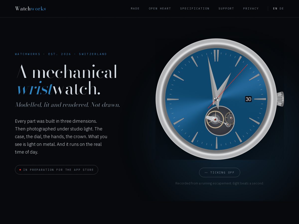 Landing-page snapshot of watchworksapp.com