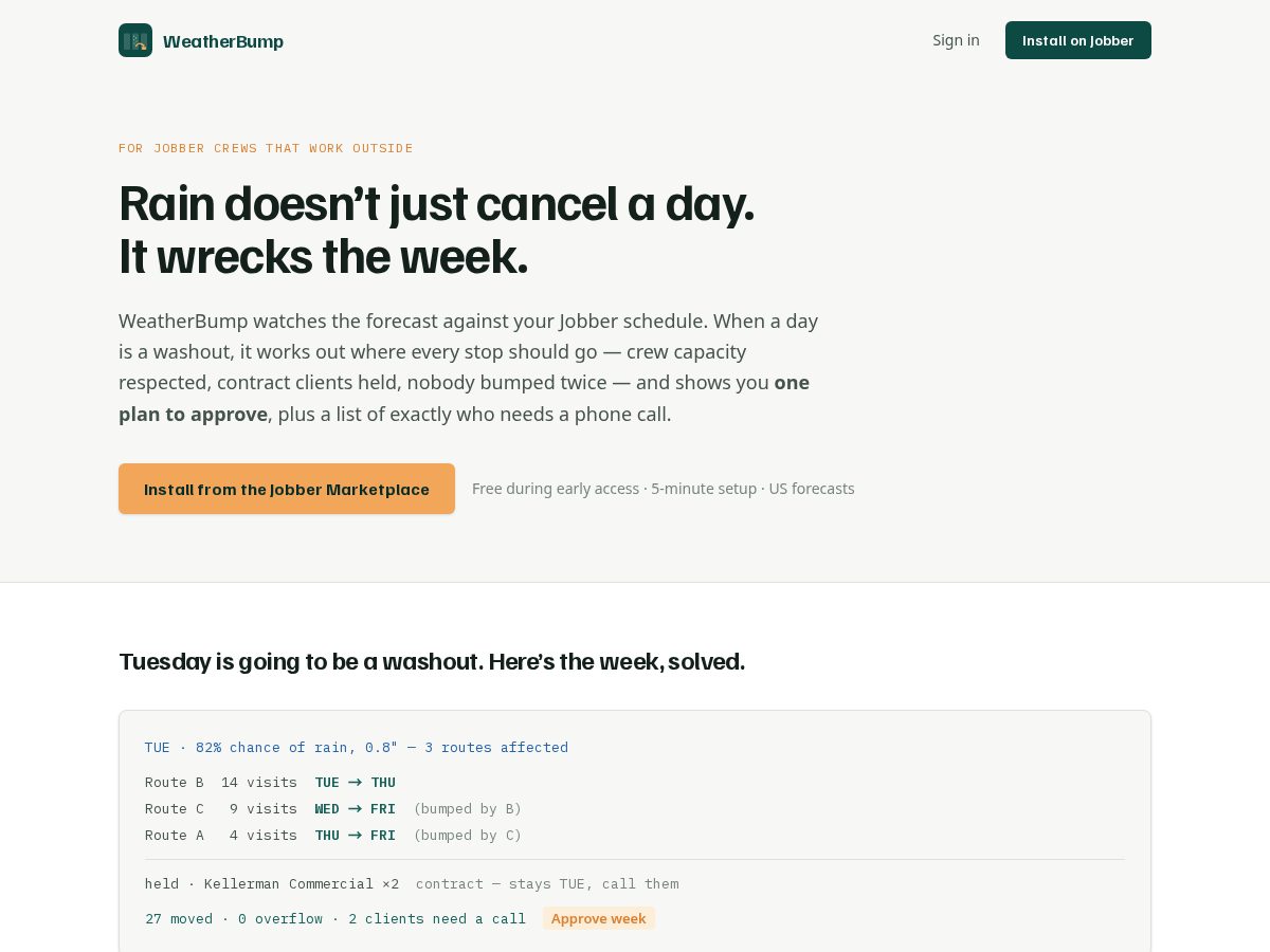 Landing-page snapshot of weatherbump.com