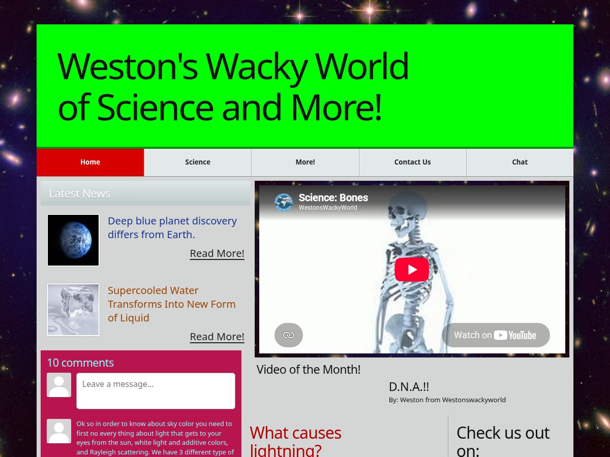 Landing-page snapshot of westonswackyworld.com