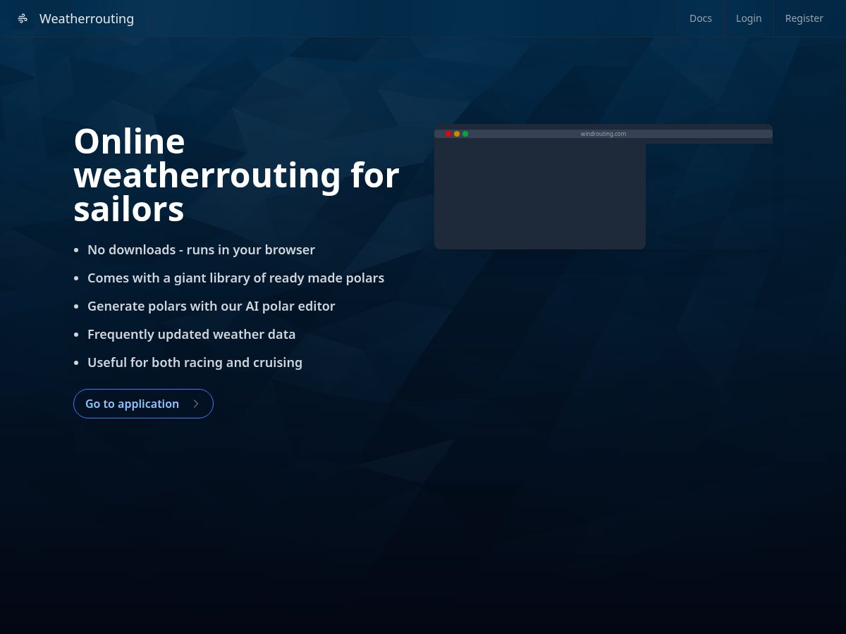 Landing-page snapshot of windrouting.com