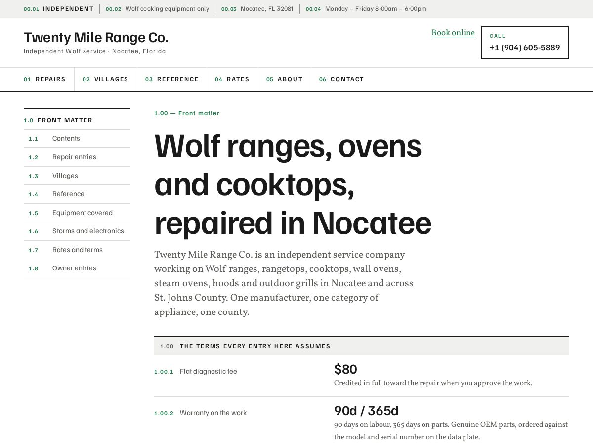 Landing-page snapshot of wolfrepairnocatee.com