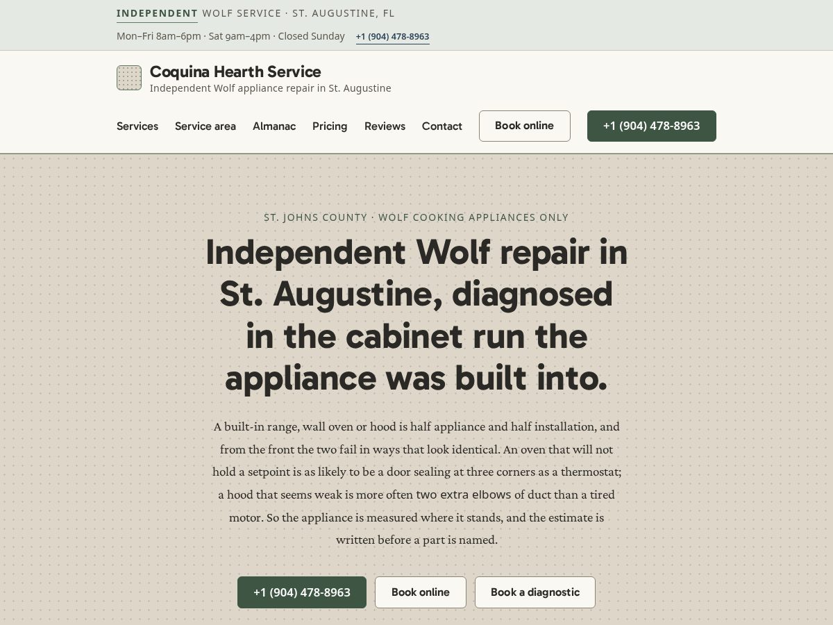 Landing-page snapshot of wolfrepairstaugustine.com