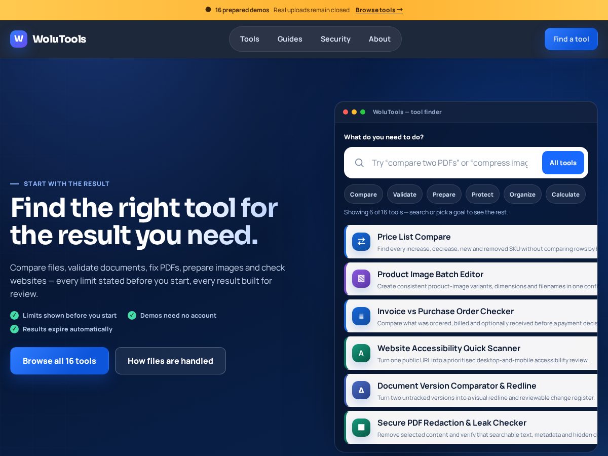Landing-page snapshot of wolutools.com