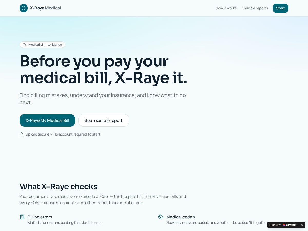 Landing-page snapshot of xrayemed.com