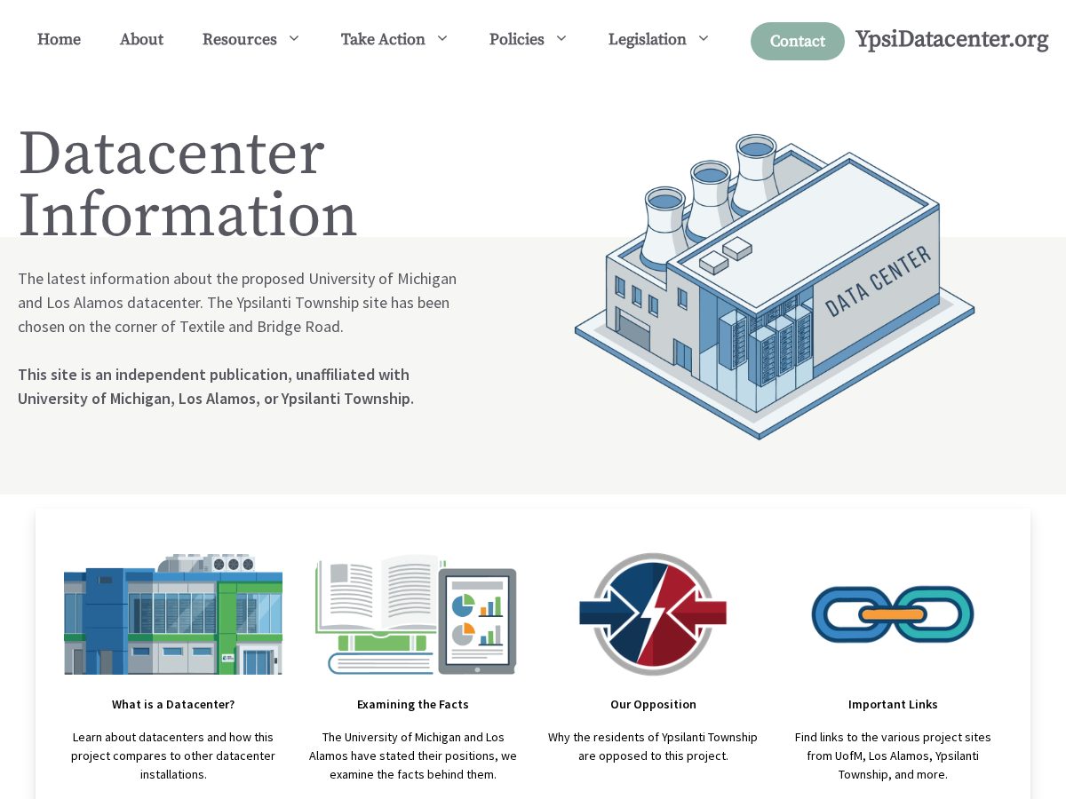 Landing-page snapshot of ypsidatacenter.org