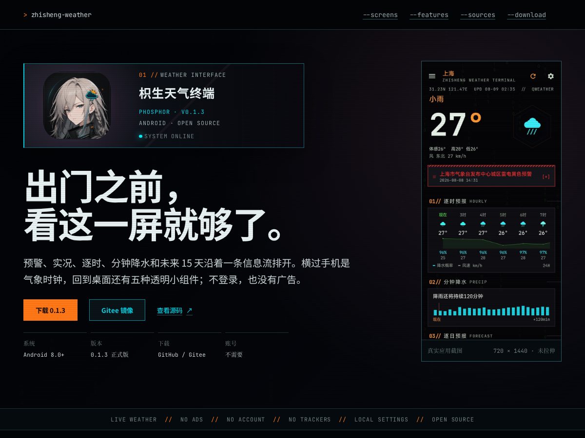 Landing-page snapshot of zhishengweather.site