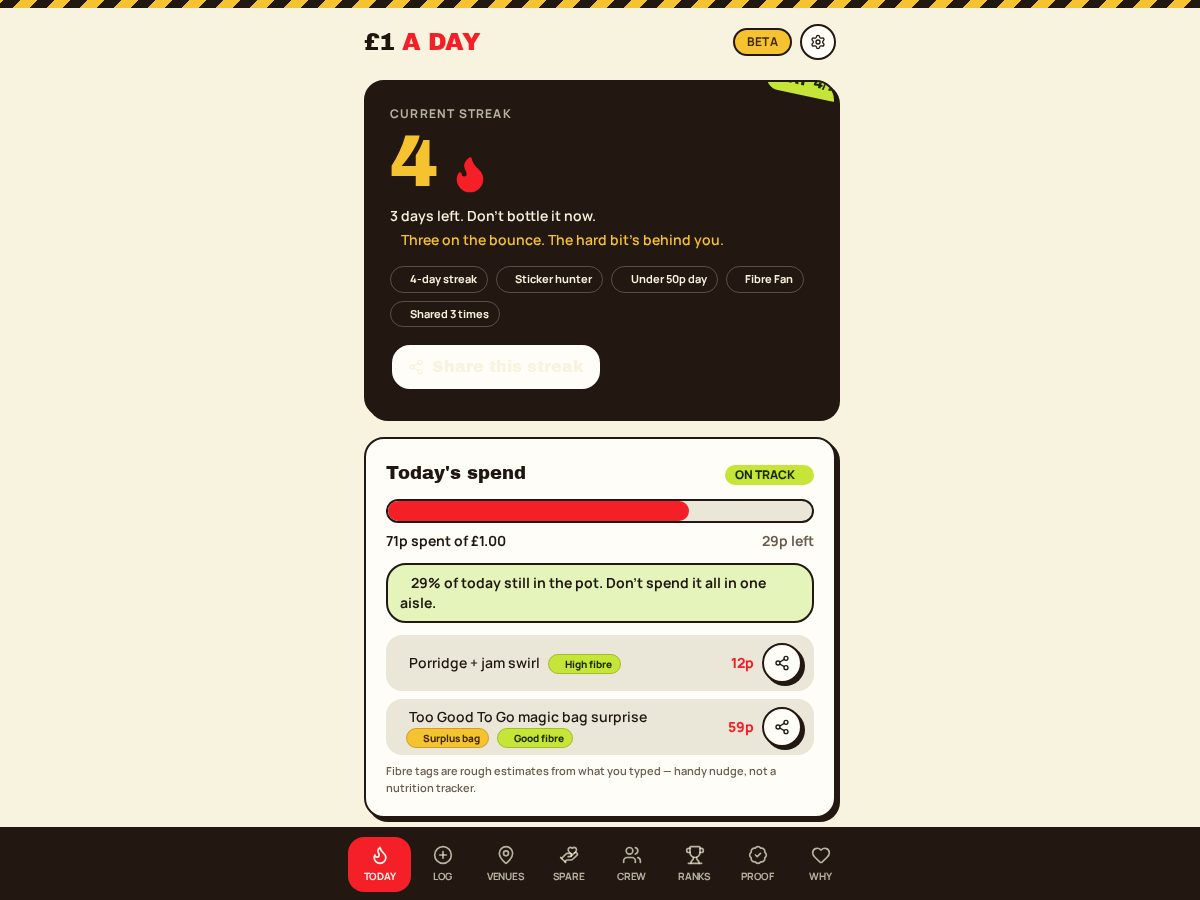 Landing-page snapshot of 1poundaday.app