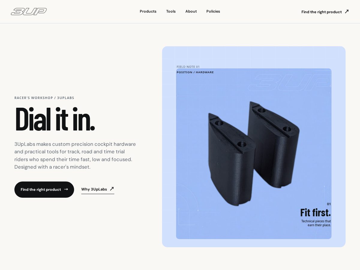 Landing-page snapshot of 3uplabs.bike