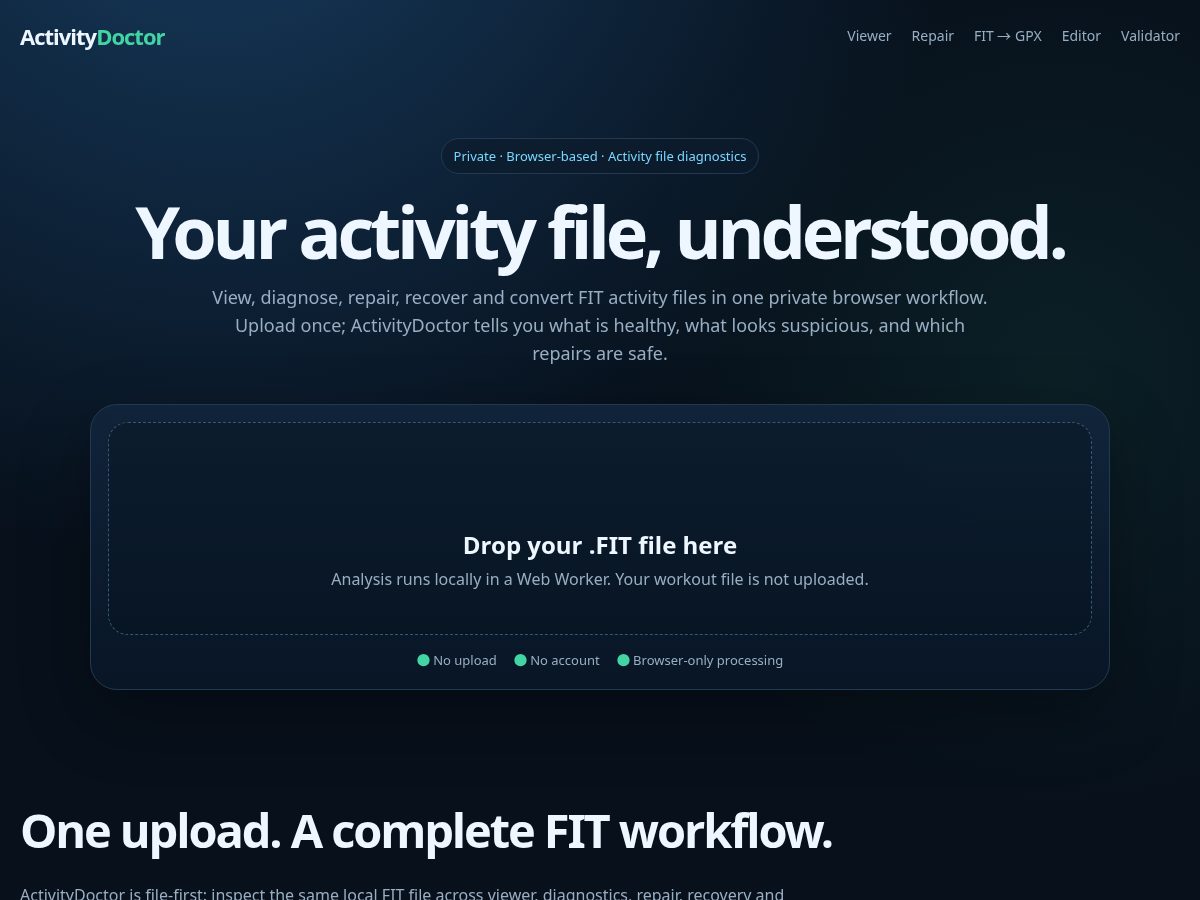 Landing-page snapshot of activitydoctor.com