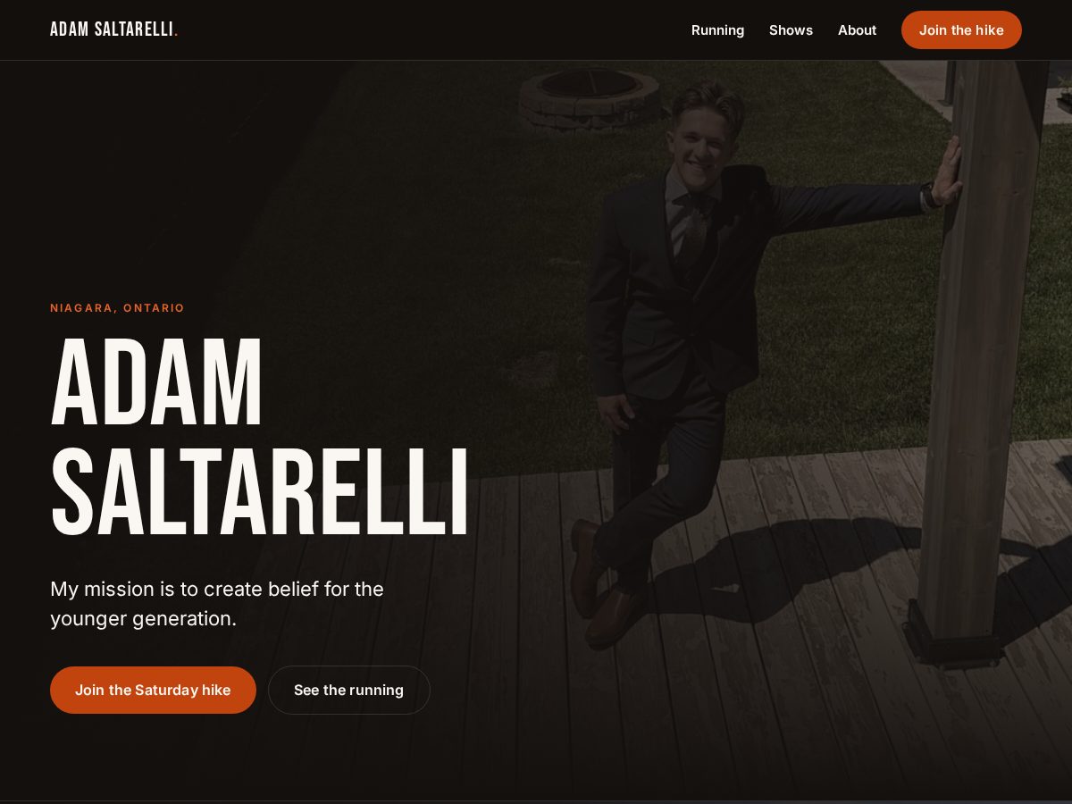 Landing-page snapshot of adamsaltarelli.com