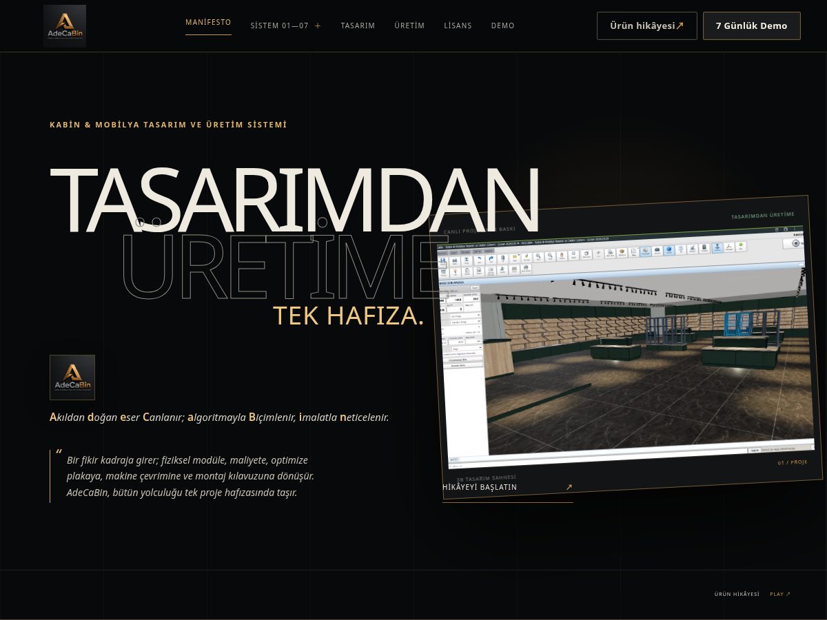 Landing-page snapshot of adecabin.net