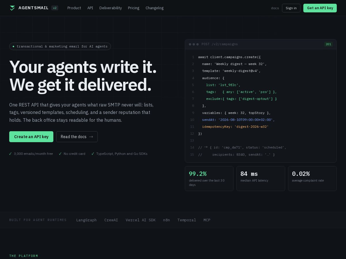 Landing-page snapshot of agmsend.com