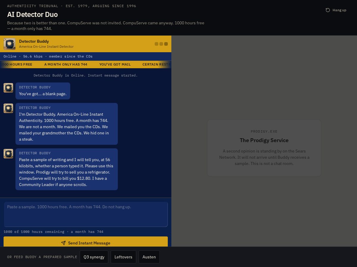Landing-page snapshot of aidetectorduo.com