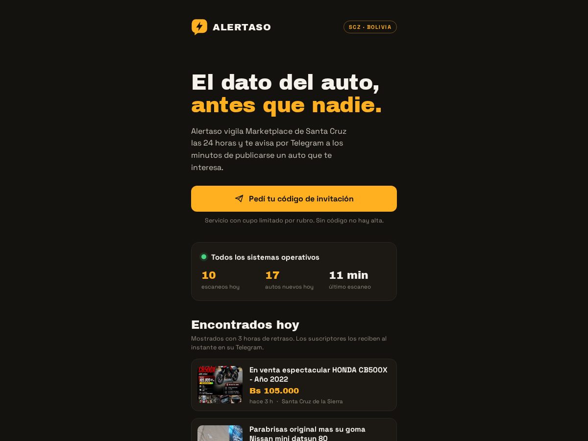 Landing-page snapshot of alertaso.com