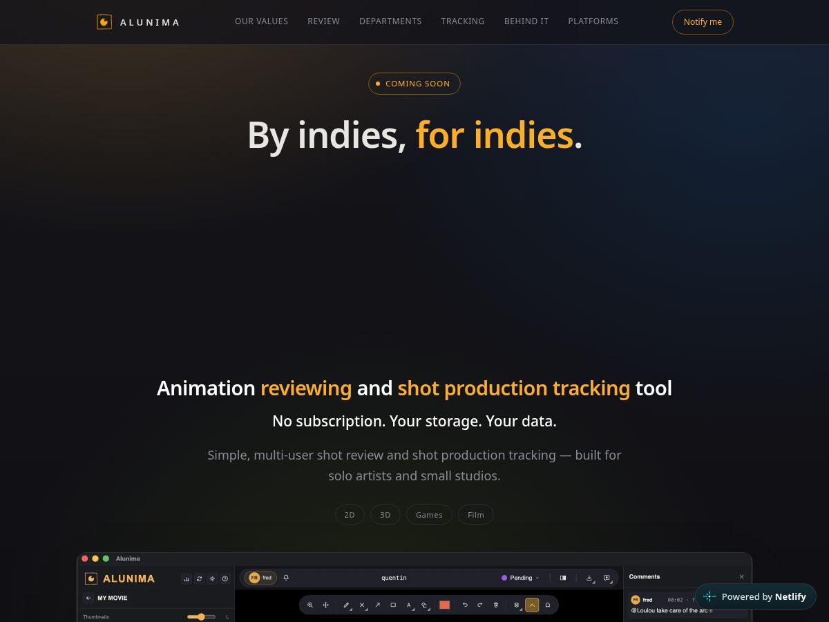 Landing-page snapshot of alunima.app
