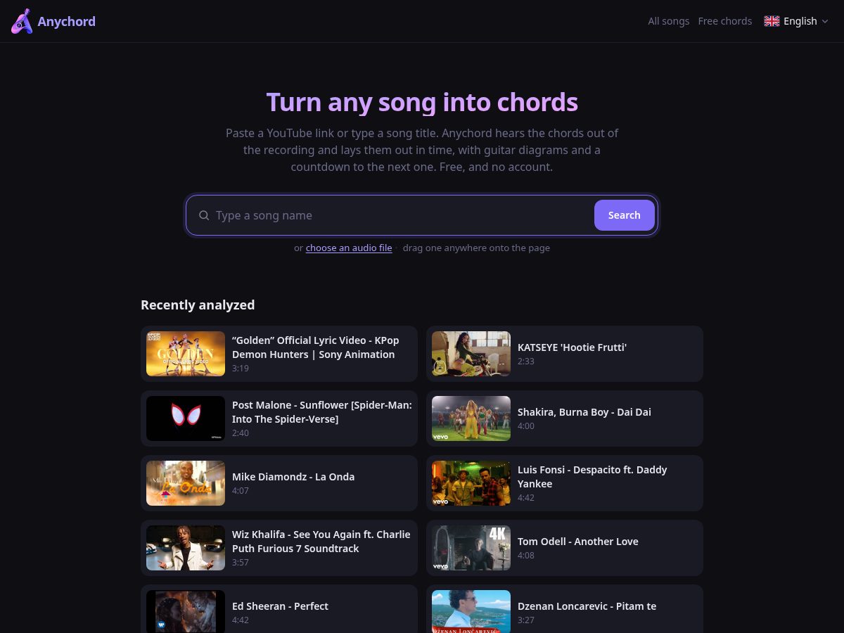 Landing-page snapshot of anychord.net