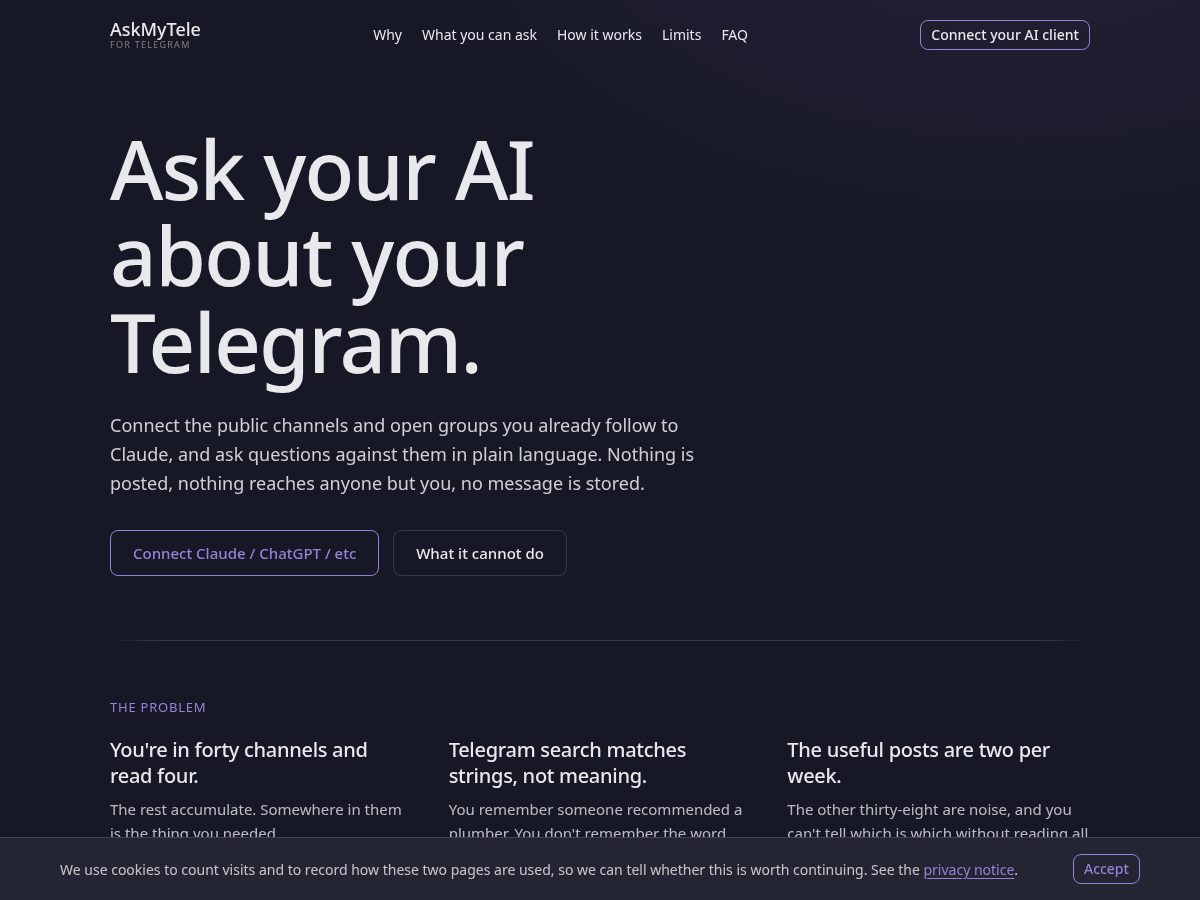 Landing-page snapshot of askmytele.com