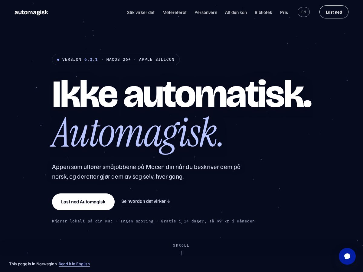 Landing-page snapshot of automagisk.app