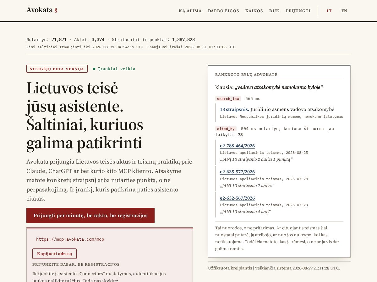 Landing-page snapshot of avokata.com