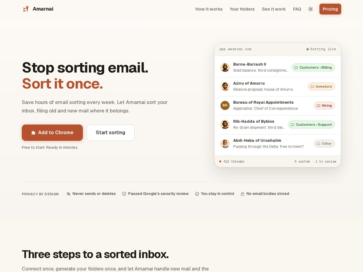 Landing-page snapshot of aziru.email
