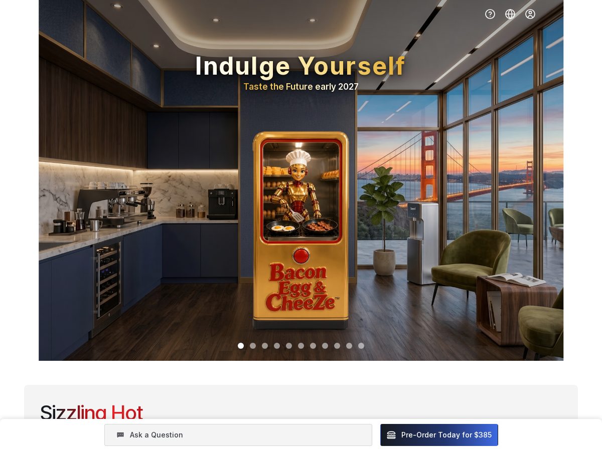 Landing-page snapshot of baconeggandcheeze.com