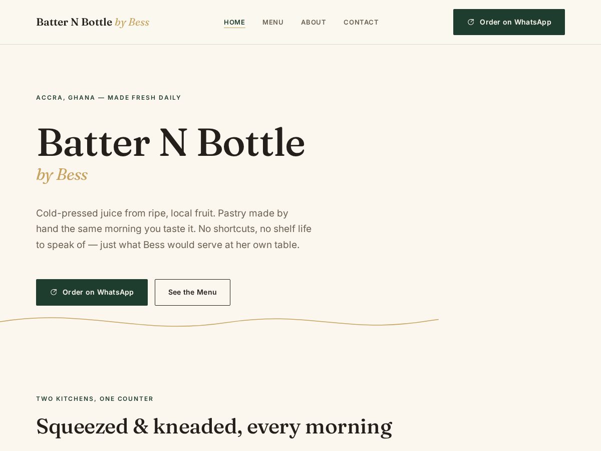 Landing-page snapshot of batterandbottle.com