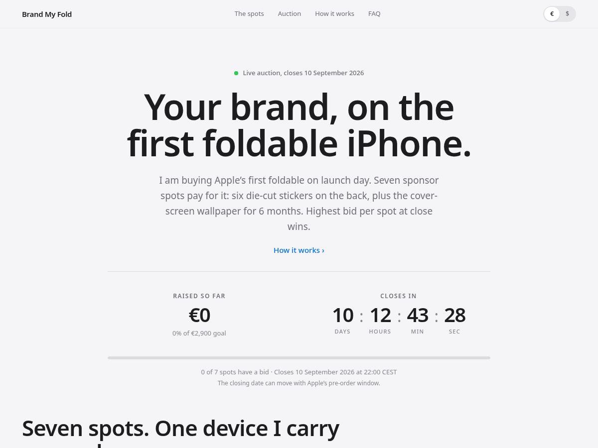 Landing-page snapshot of brandmyfold.com