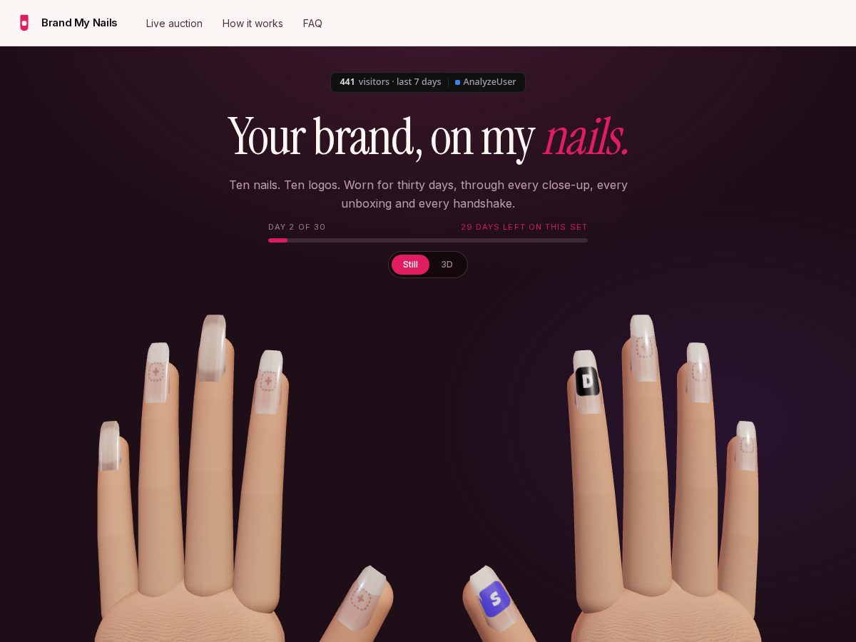 Landing-page snapshot of brandmynails.lol
