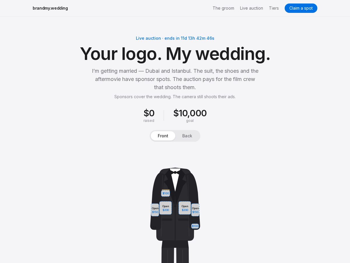 Landing-page snapshot of brandmywedding.art