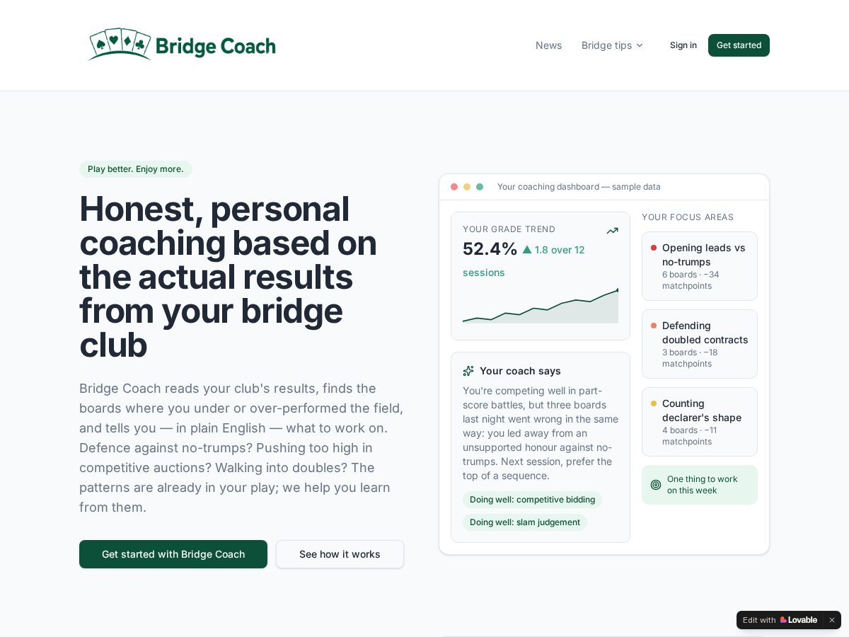 Landing-page snapshot of bridgecoach.org