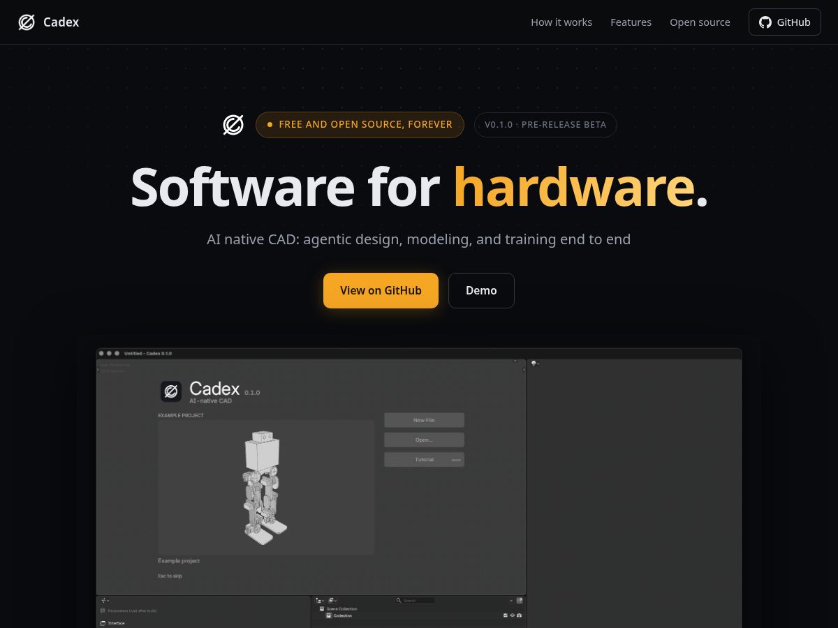 Landing-page snapshot of cadex.digital