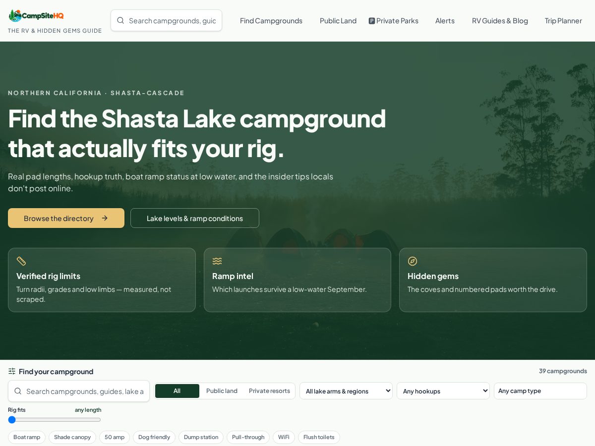 Landing-page snapshot of campsitehq.com