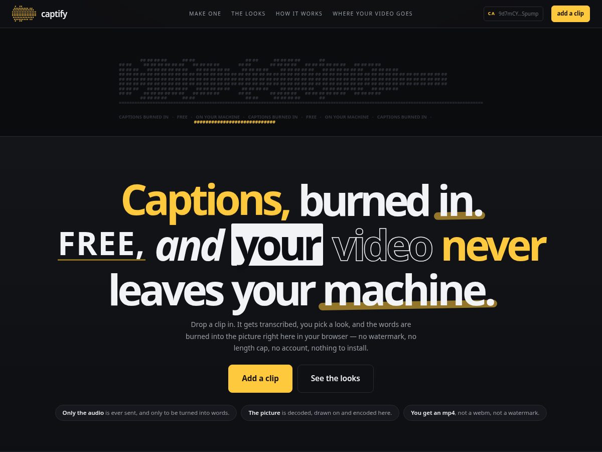 Landing-page snapshot of captify.fun