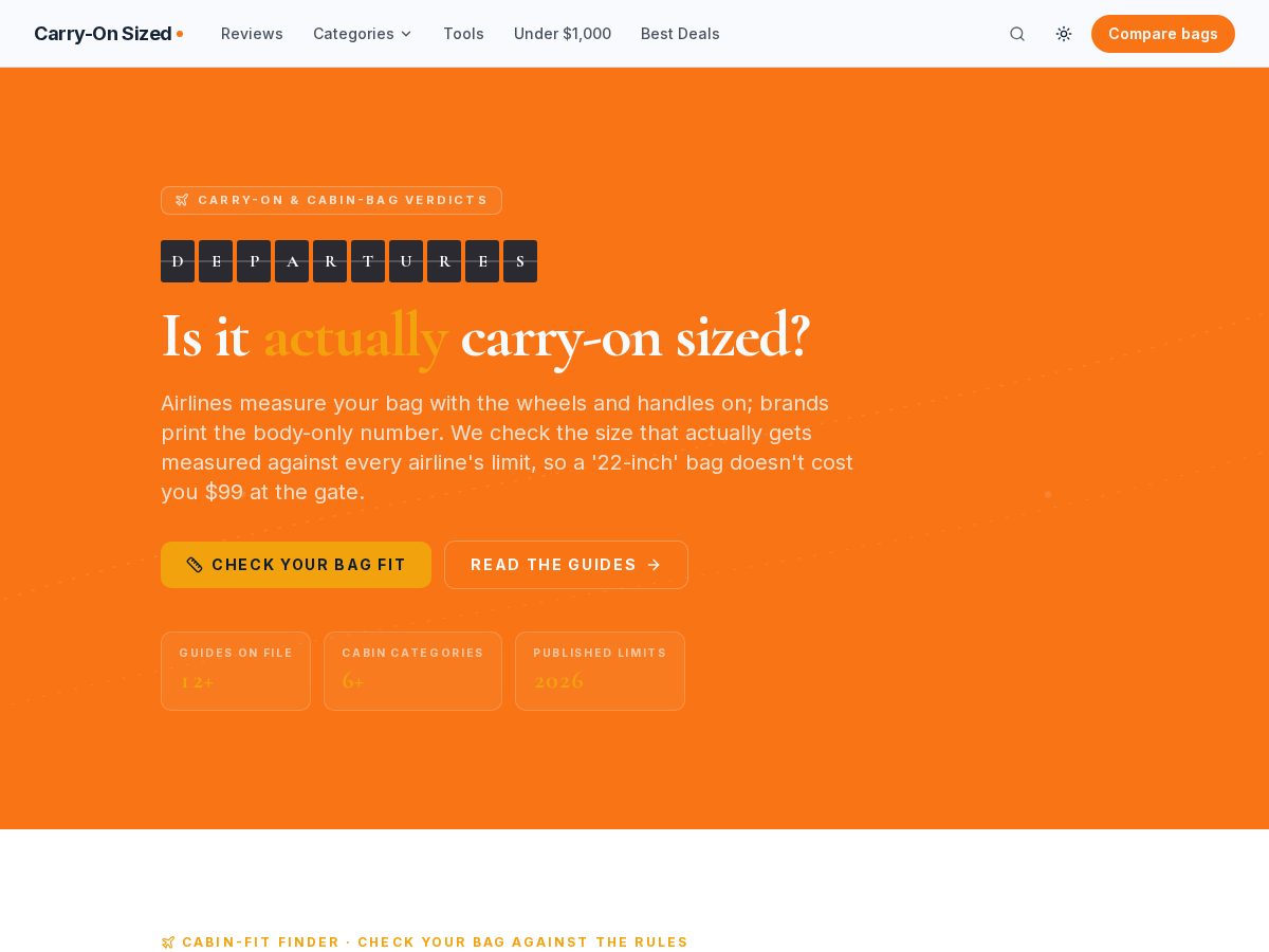 Landing-page snapshot of carryonsized.com