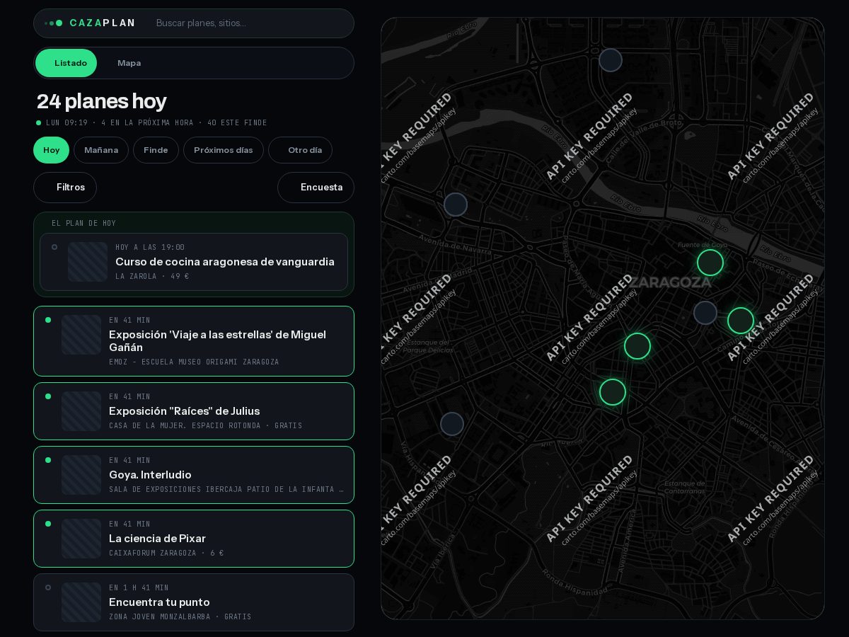 Landing-page snapshot of cazaplan.app