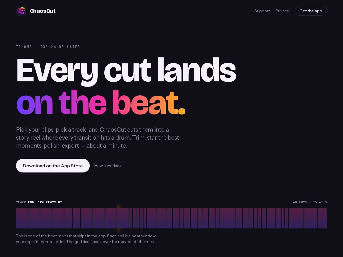 Landing-page snapshot of chaoscut.com