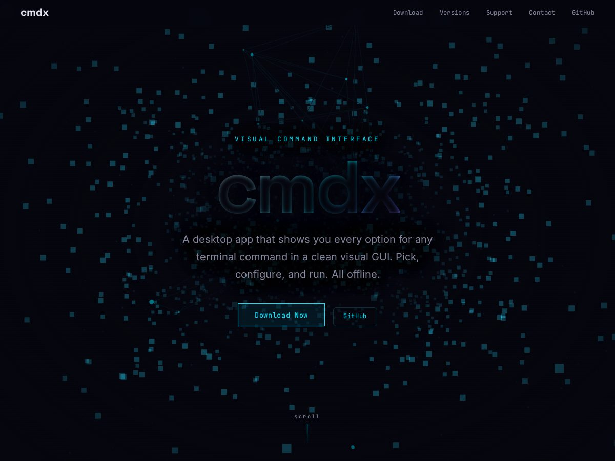 Landing-page snapshot of cmdx.site
