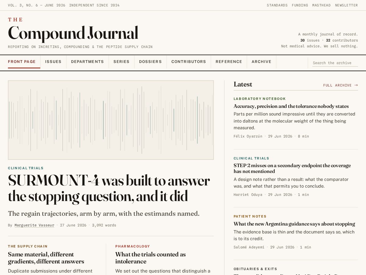 Landing-page snapshot of compoundjournal.net