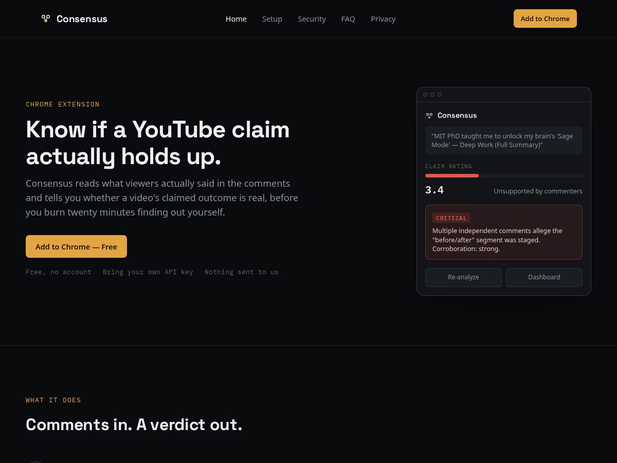 Landing-page snapshot of consensuss.lol