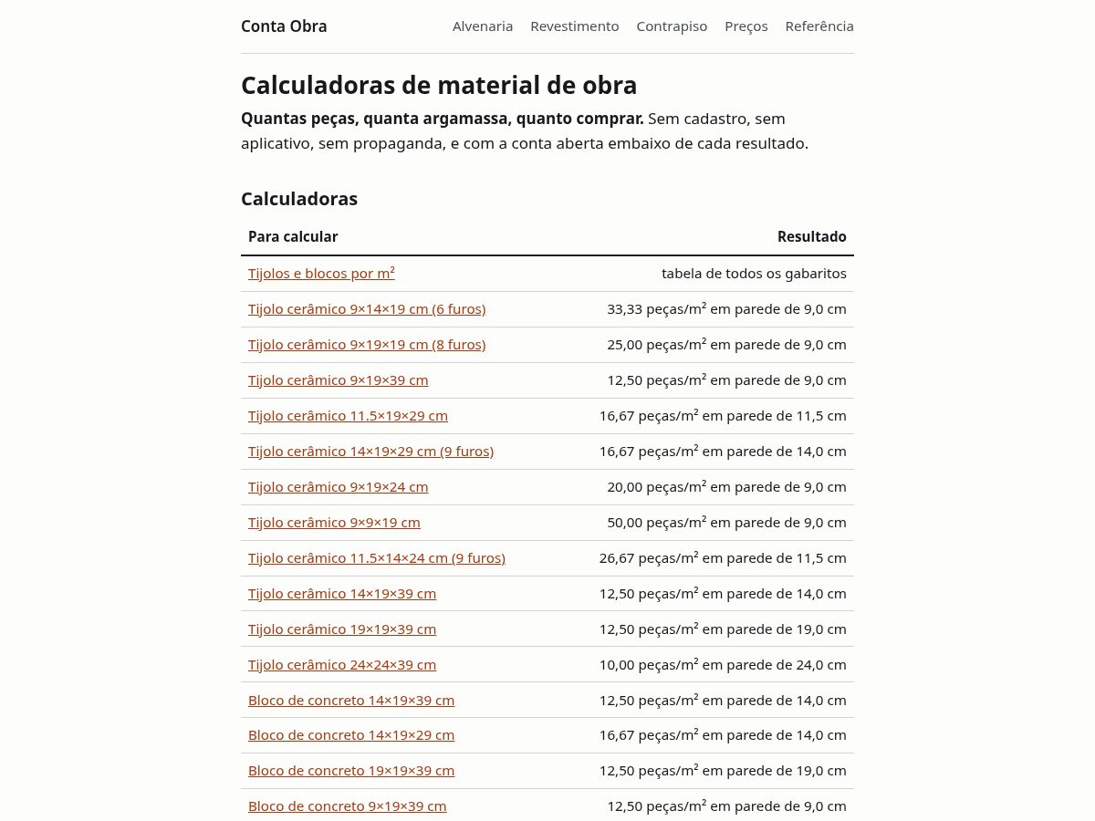 Landing-page snapshot of contaobra.com