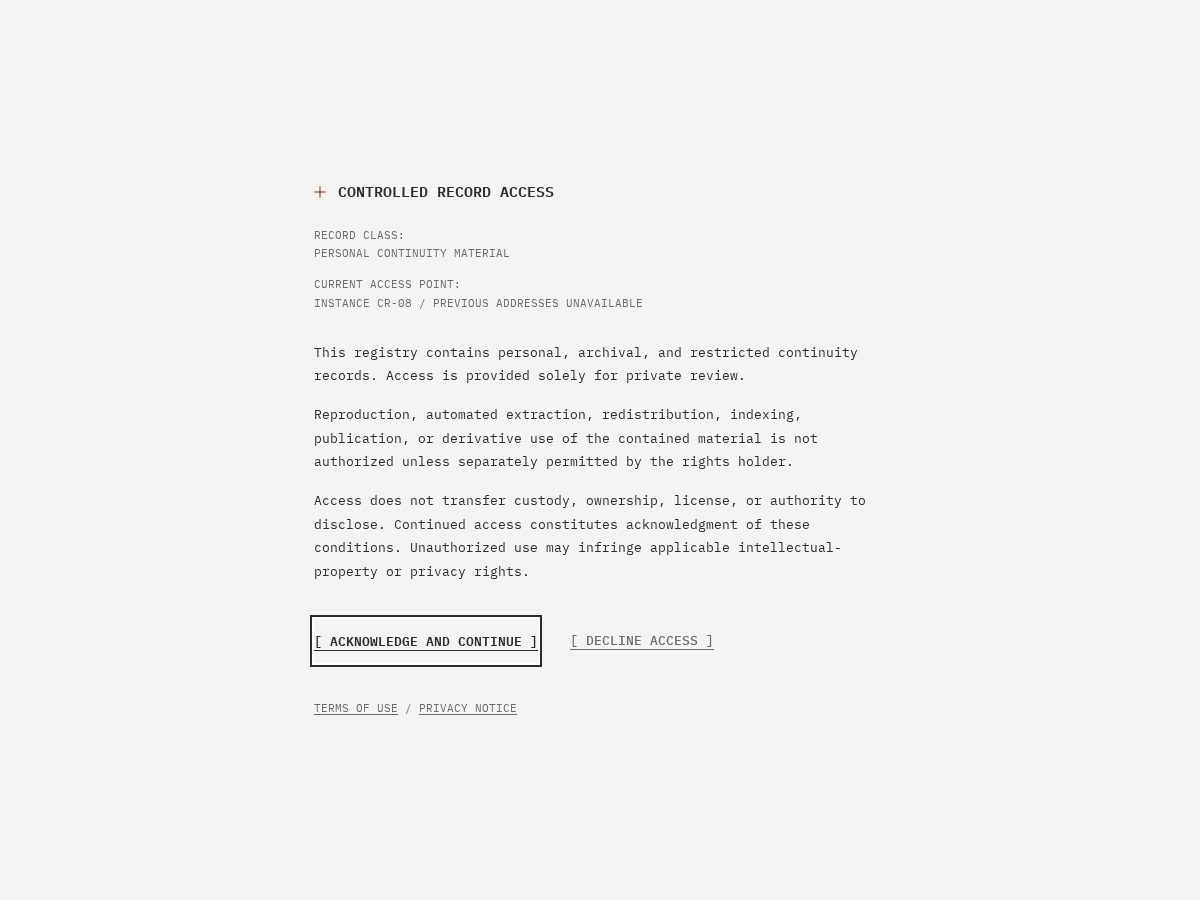 Landing-page snapshot of continuityregistry.org