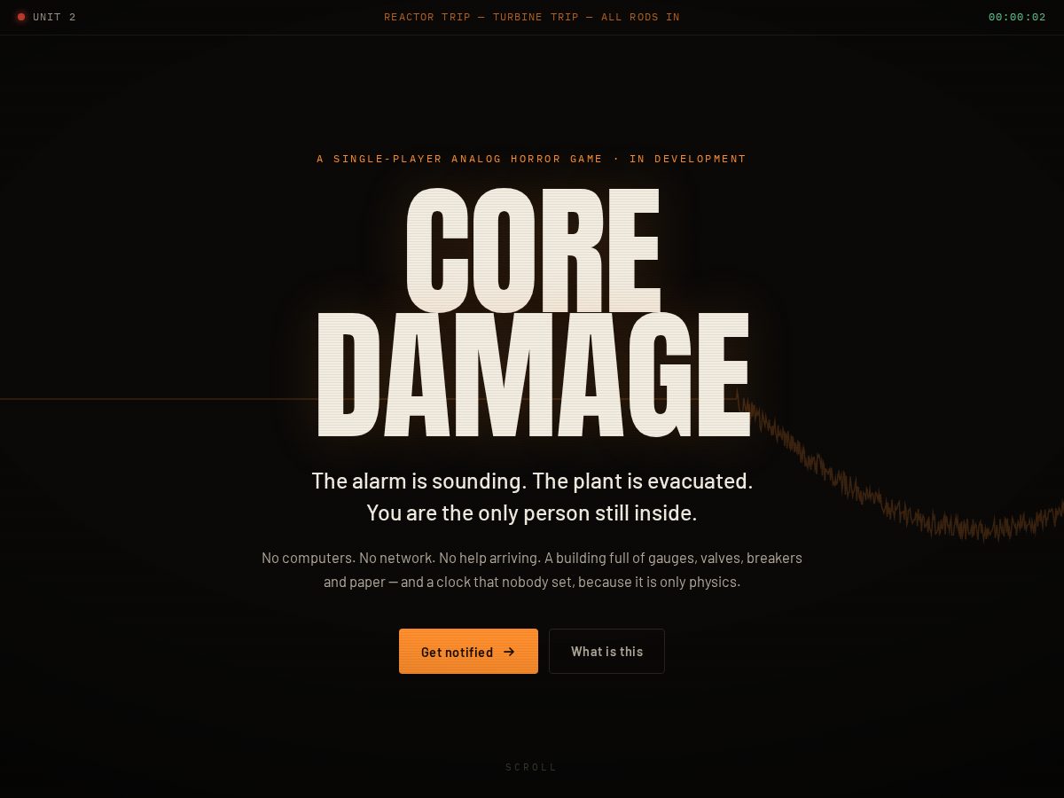 Landing-page snapshot of coredamage.com