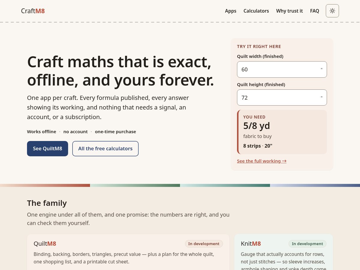 Landing-page snapshot of craftm8.app